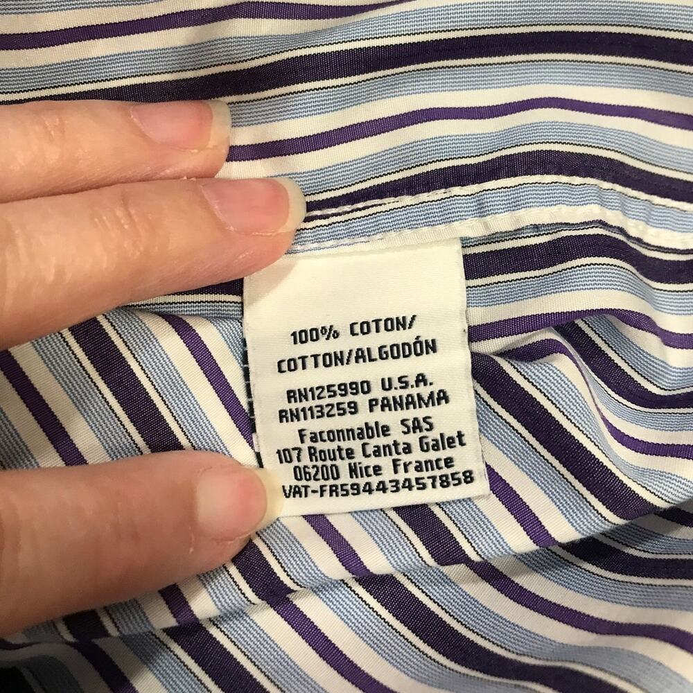 Faconnable Classique Striped Collared Long Sleeve… - image 5